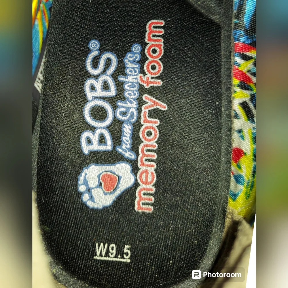 BOBS From Skechers Black Canvas Espadrilles Slip-On Shoes Women's Size 9.5